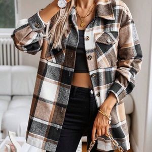 New plaid button down flannel jacket